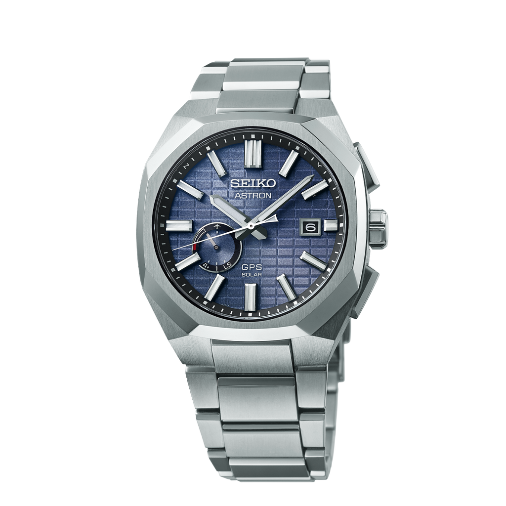Seiko Astron GPS Solar Sapphire Blue Crystal Box Watch Front View
