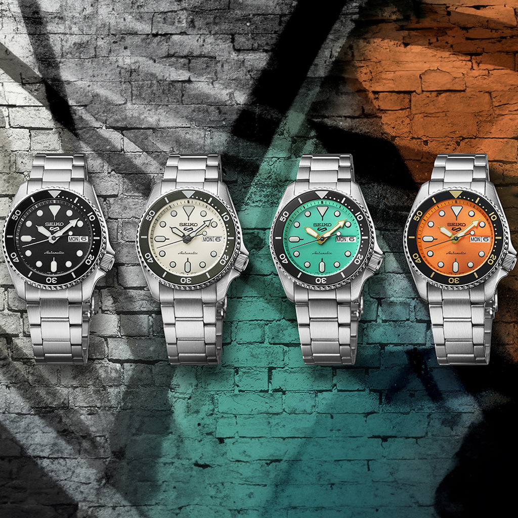 Four Variants of Seiko 5 Sports SKX Midi Orange Watch SRPK35K1