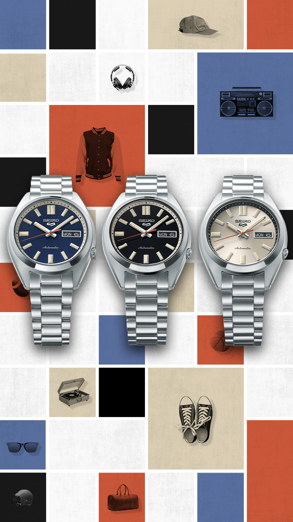Blue, Black and Beige Dial Colour Variants of Seiko 5 Sports SNXS Watch SRPK89K1