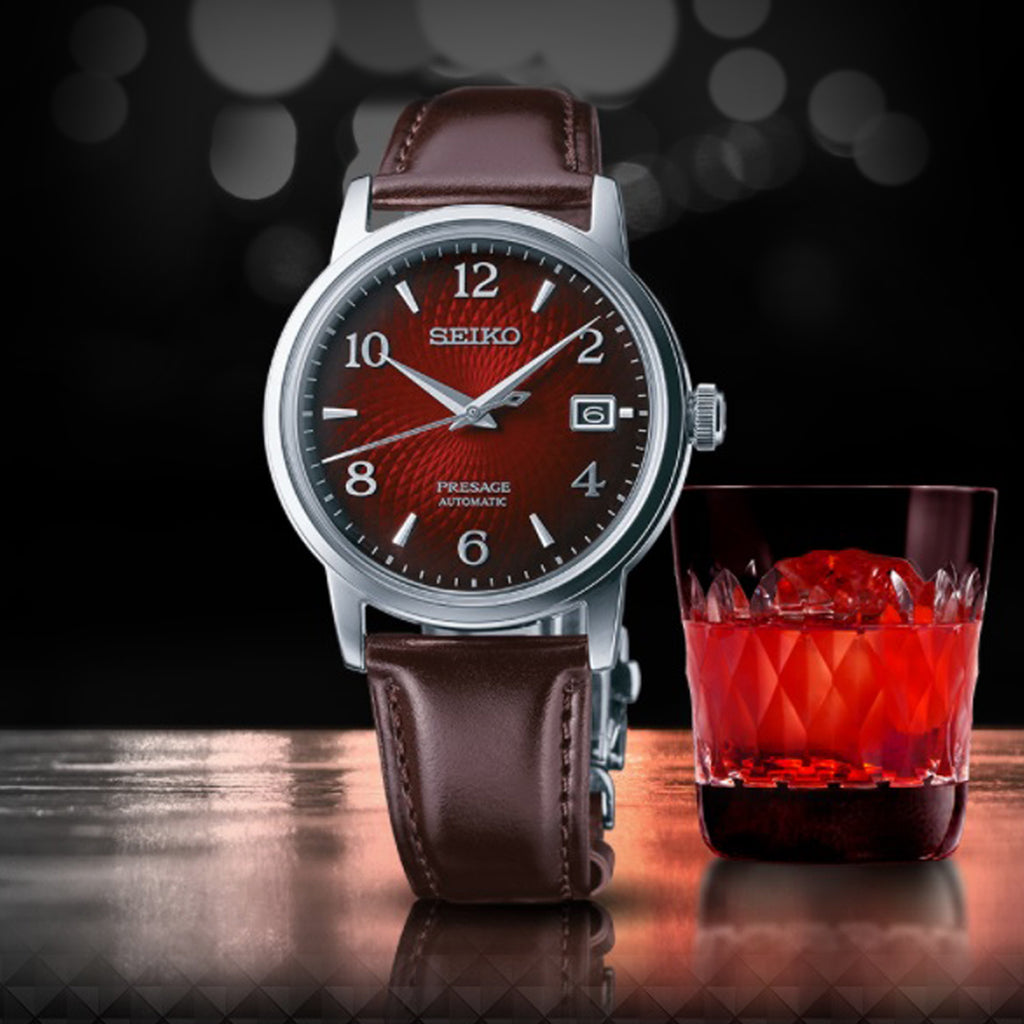 Seiko Presage Cocktail Time Negroni Watch SRPE41J1 with 38.5 mm Round Red Dial