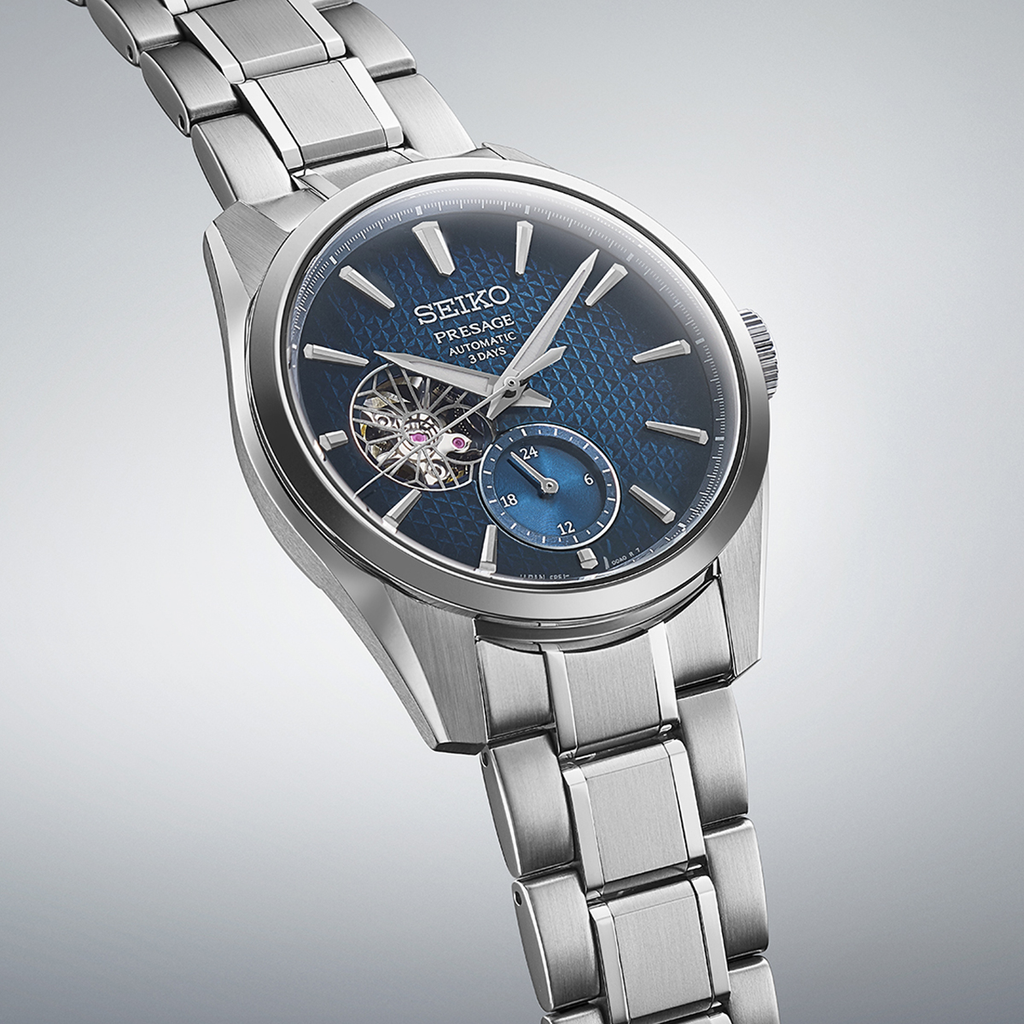 Seiko Presage Ao Sharp-Edged Open Heart Watch SPB417J1 with Stainless Steel Band