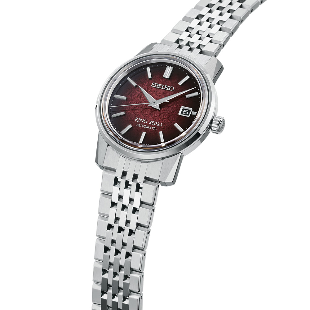 Angled View of King Seiko KSK 6L Garyu-Bai Red Watch SJE103J1