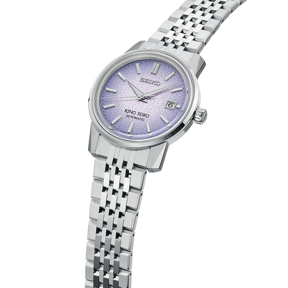 Angled View of King Seiko KSK 6L Tenjin Fuji Violet Watch SJE107J1
