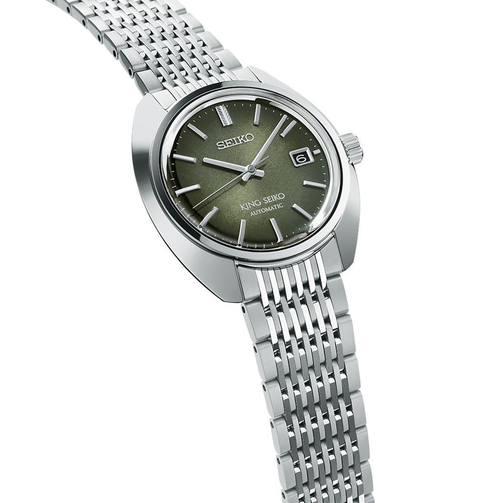 King Seiko watch SJE113J1 with forest green dial and stainless steel case