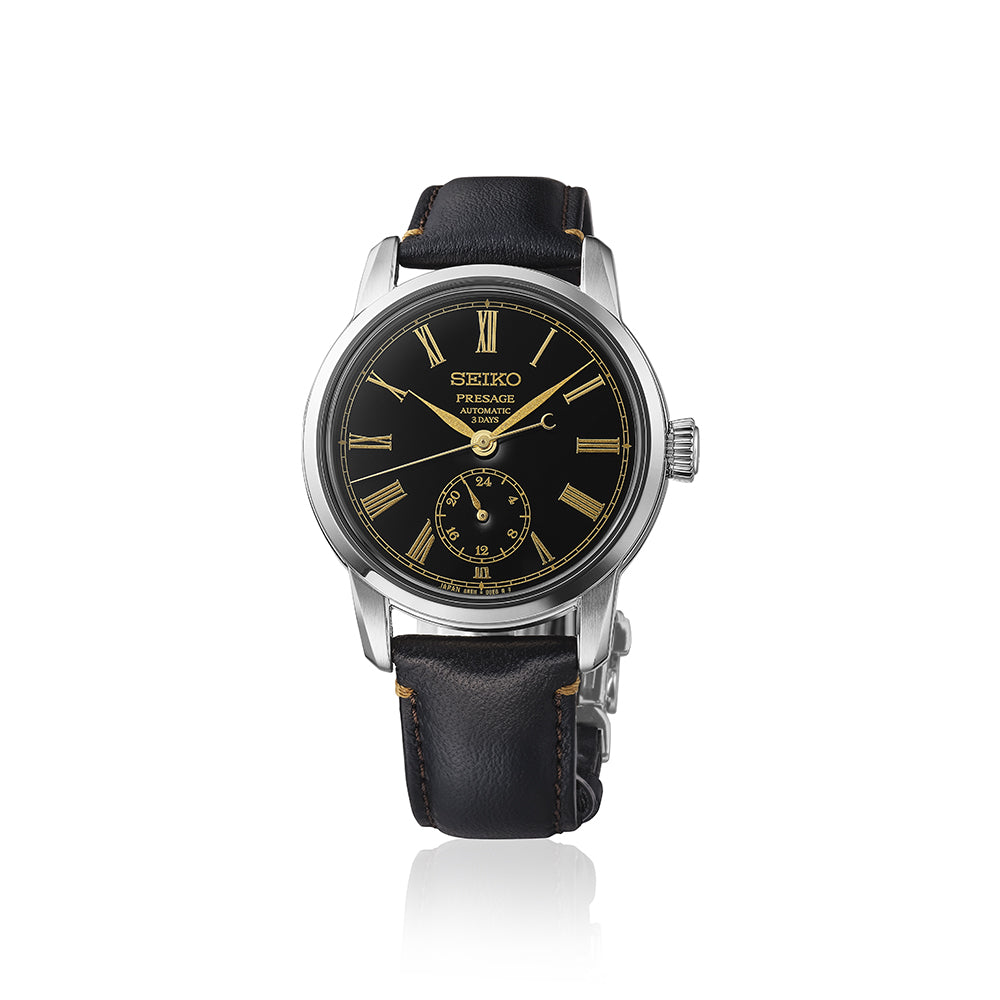 Seiko Presage Urushi Black Watch With Roman Numerals SPB499J1