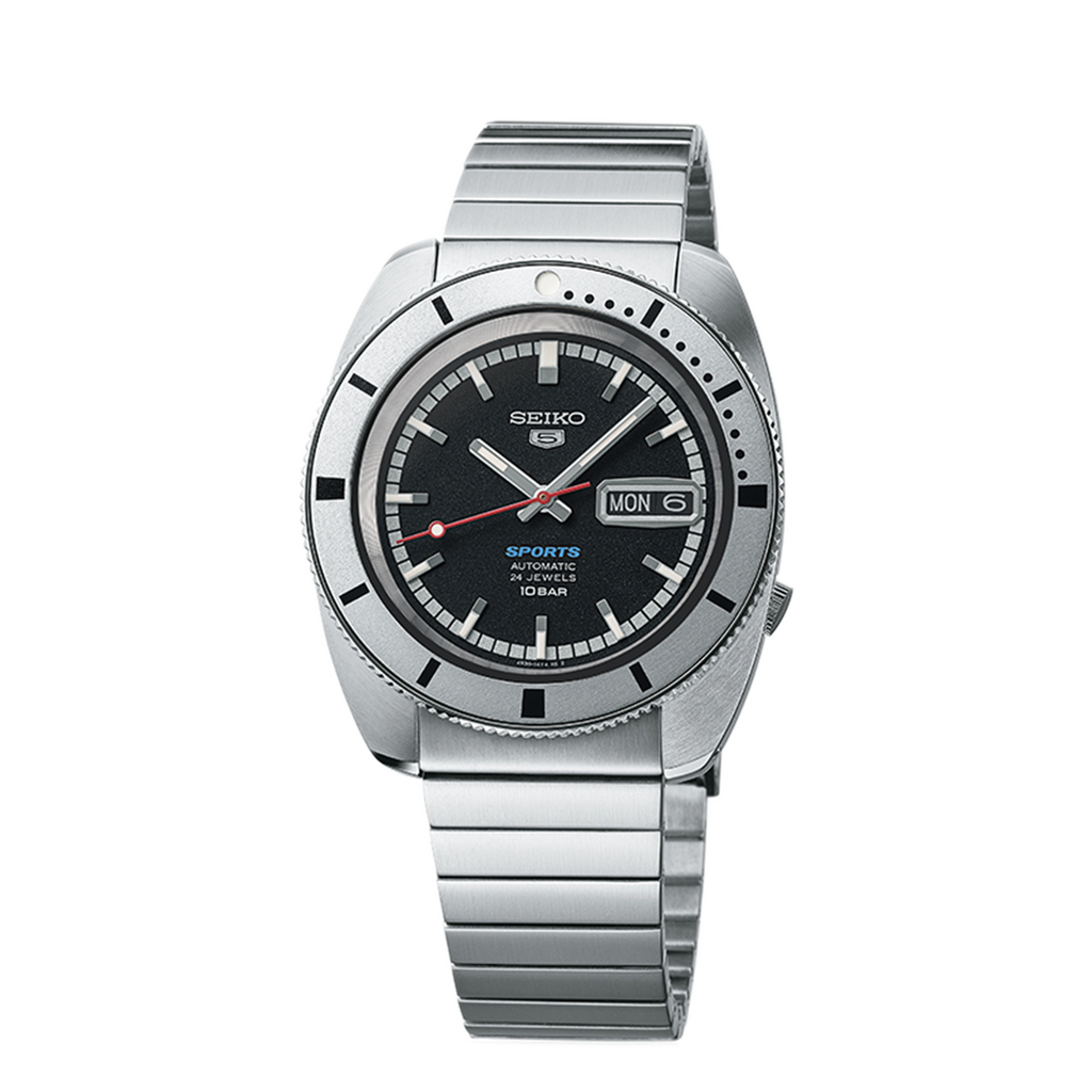 Seiko 5 Sports ‘Pepper Black’ 1968 Recreation Limited Edition SRPL05K1 with Black Dial and Stainless Steel Case