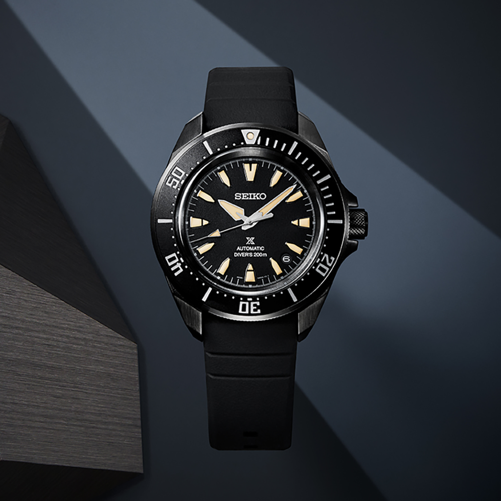 Seiko Prospex 4R Full Black ‘Shog-urai’ Diver Watch SRPL15K1 with a black dial, date display