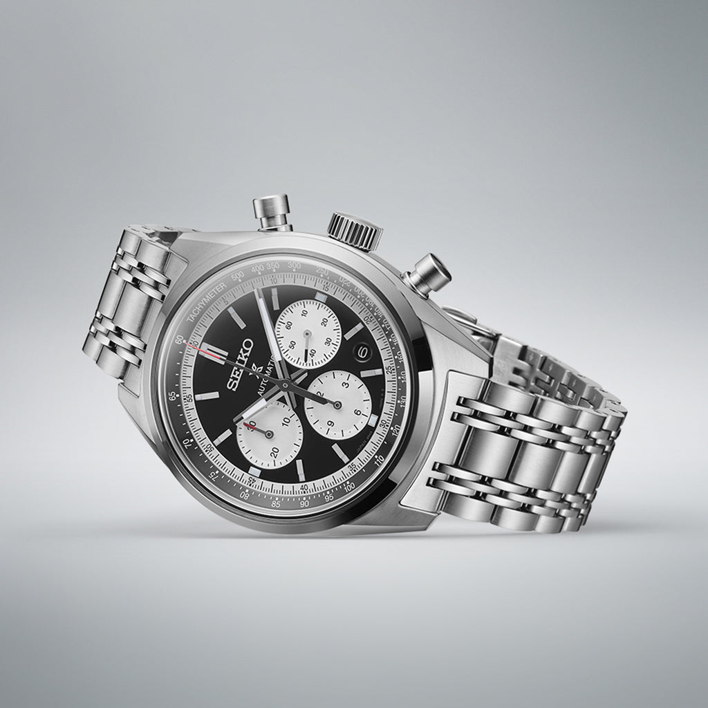 Side View of Prospex Speedtimer ‘Glossy Black’ 1972 Mechanical Chronograph Watch SRQ053J1