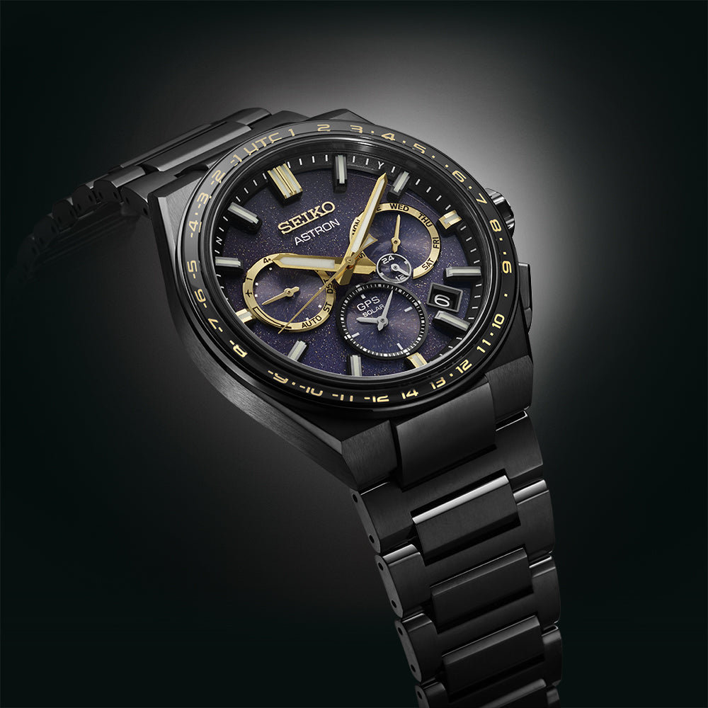 Side View of Seiko Astron Morning Star 5X53 Solar GPS Limited Edition Watch with Stainless Steel Bracelet