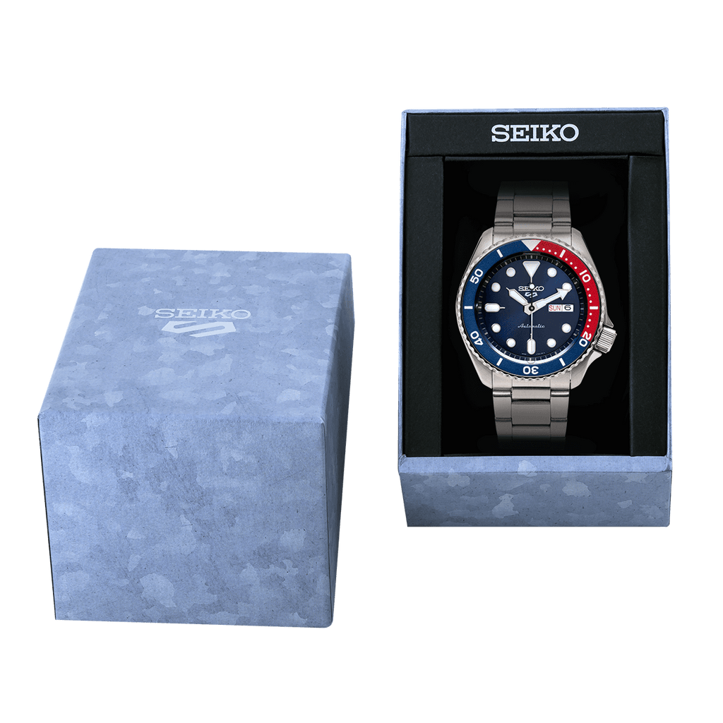 Seiko 5 Sports Watch SRPD53K1 Placed in Blue Box