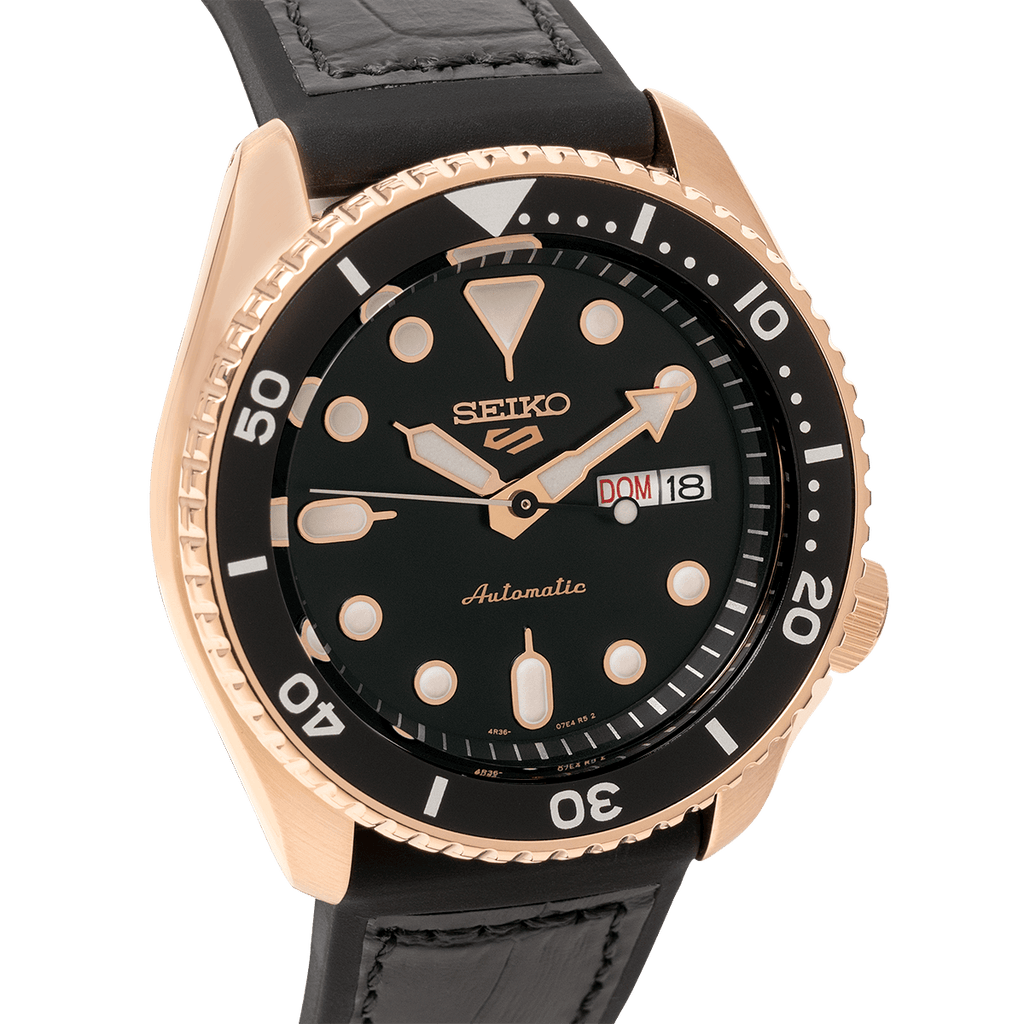 Closeup of Seiko 5 Sports Automatic Watch SRPD76K1 with Date Display