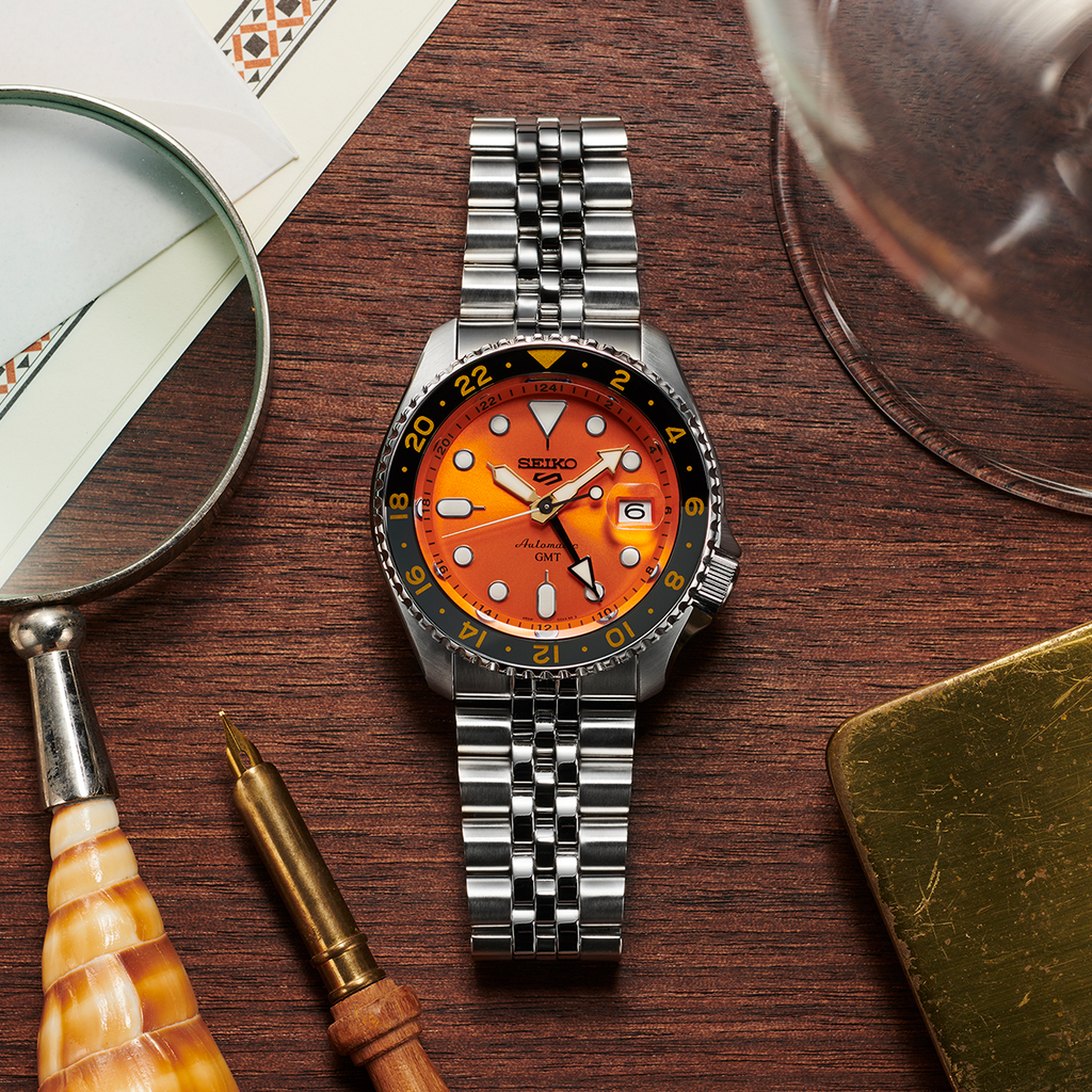 Seiko 5 Sports SSK005K1 with Striking Orange Dial and Stainless Steel Band